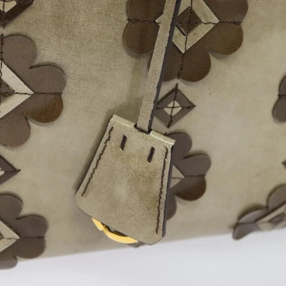 PRADA Hand Bag Enamel 2way Beige Gold Auth - Picture 8 of 16